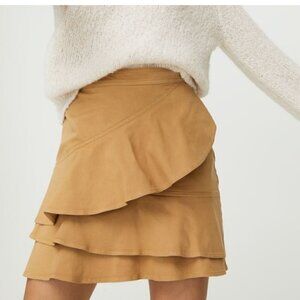 Aritzia Sunday Best Whitney Ruffled Mini Skirt Cotton Size tan 2 twill casual
